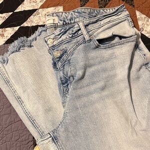 Light Blue Flare Jeans short with Frayed Hem Maurice’s